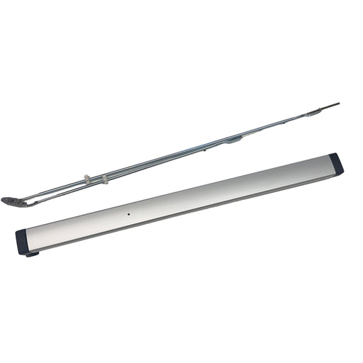 Angled view of Command Access ARLP-8611-EU 24V 36-inch Concealed Vertical Rod (CVR) Electrified Latch Retraction Exit Device, Aluminum (AL) Finish.
