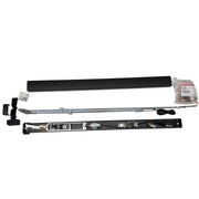 Complete kit contents for the ARLP-8622-EU 24V 42" electrified Adams Rite 8600 CVR panic bar, including vertical rods and hardware.