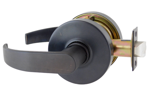 Command Access Electrified Cylindrical Lock with Sparta Style Lever L17, Rubbed Oil Bronze color 613, works with 24 volts, with REX.