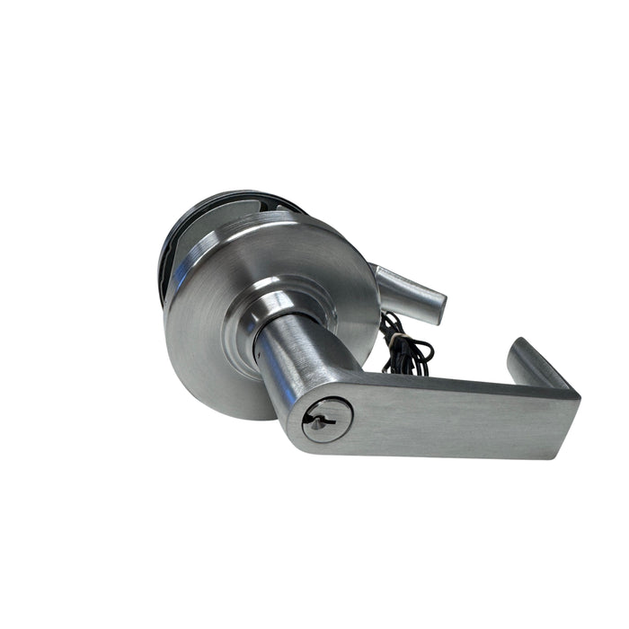 Command Access CLN80PDEU 24V Electrified Lock, Fail-Secure, Rhodes RHO Lever, 626 Satin Chrome, SC Keyway Cylinder Included.