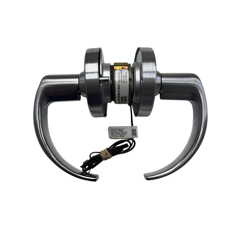 Top-down view of the Command Access CLN80PDEU 24V fail-secure lock, showcasing the modern Sparta lever design.