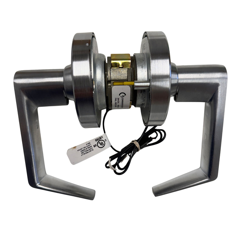 Top-down view showing the integrated Request-to-Exit (REX) switch on the Command Access CLN80PDEU 24V electrified lock.