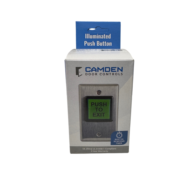 CM-30EE Camden LED illuminated exit switch in original packaging box for commercial access control systems
