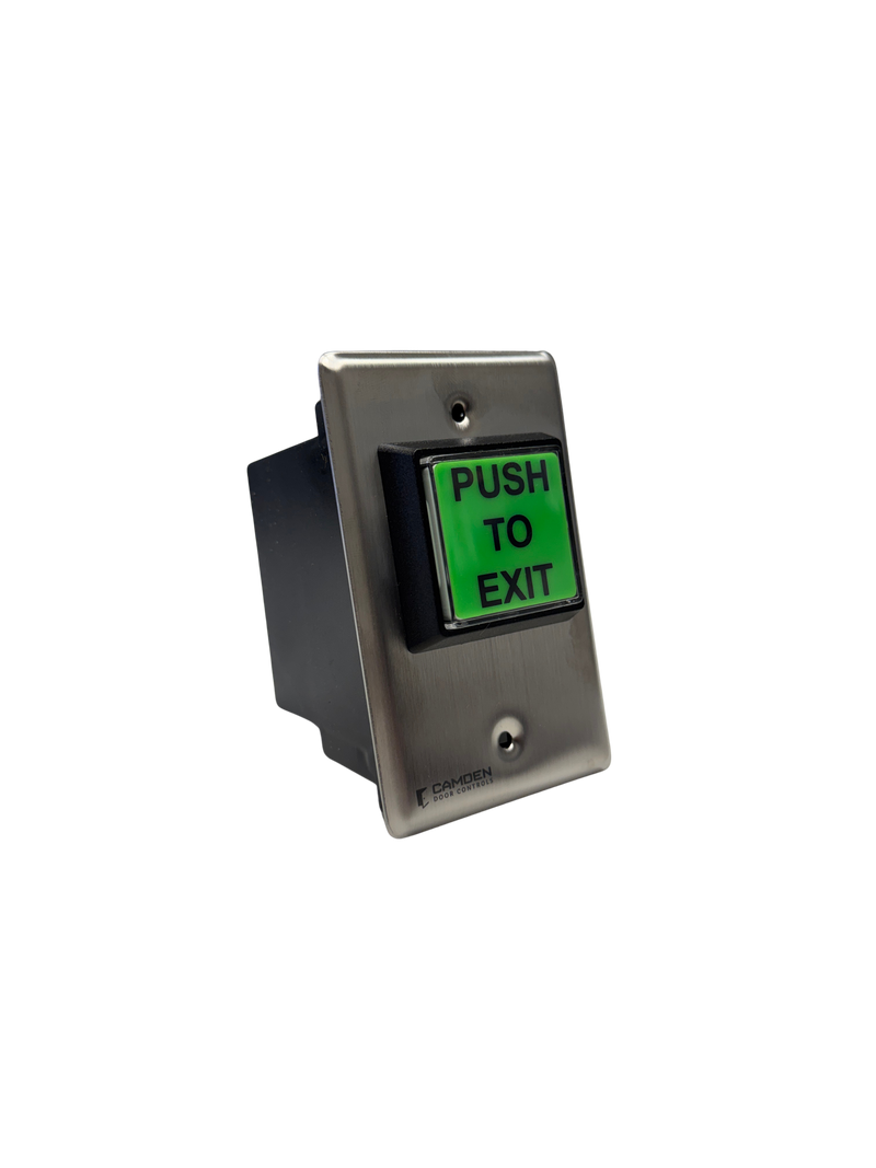 Camden CM-30EE request to exit LED switch with stainless steel plate and illuminated green button