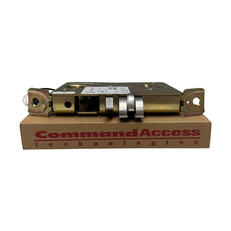 Command Access ML180-EU-CH-12V-REX mortise lock displayed on Command Access Technologies packaging