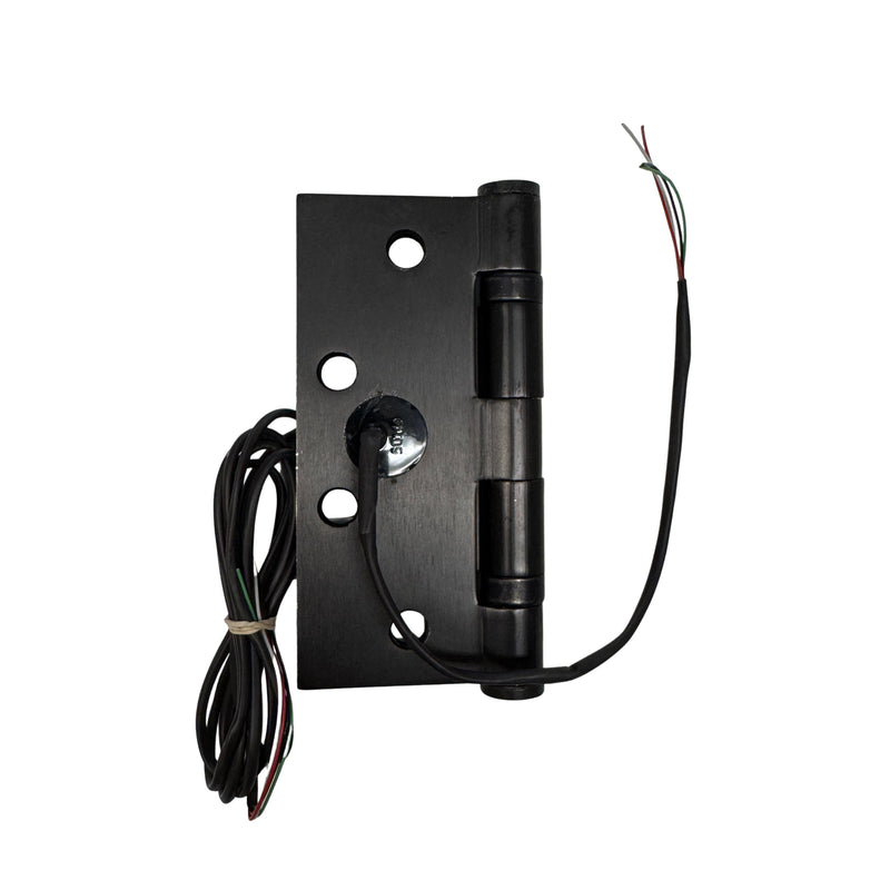 Full mortise ETH4W5K4540 4-wire hinge closed, showing concealed wiring and durable 613 Oil Rubbed Bronze finish.