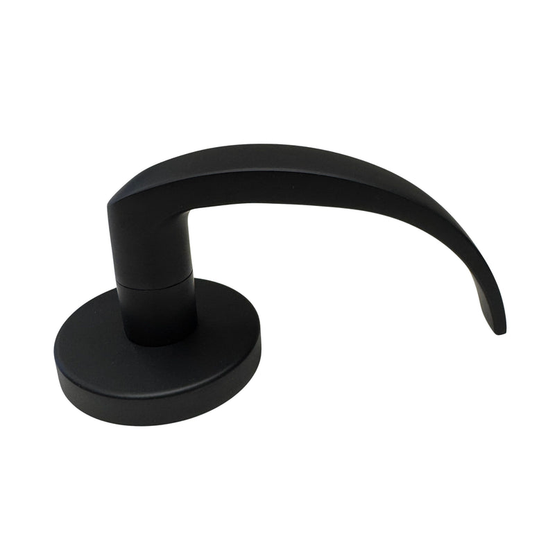 Close-up of the single L17 curved lever in 613 Oil Rubbed Bronze finish for Command Access mortise lock trim.