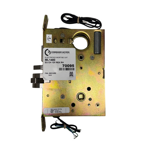 Command Access ML1480-EU-CH-12V-REX electrified mortise lock chassis outside view – Schlage L-Series compatible with REX