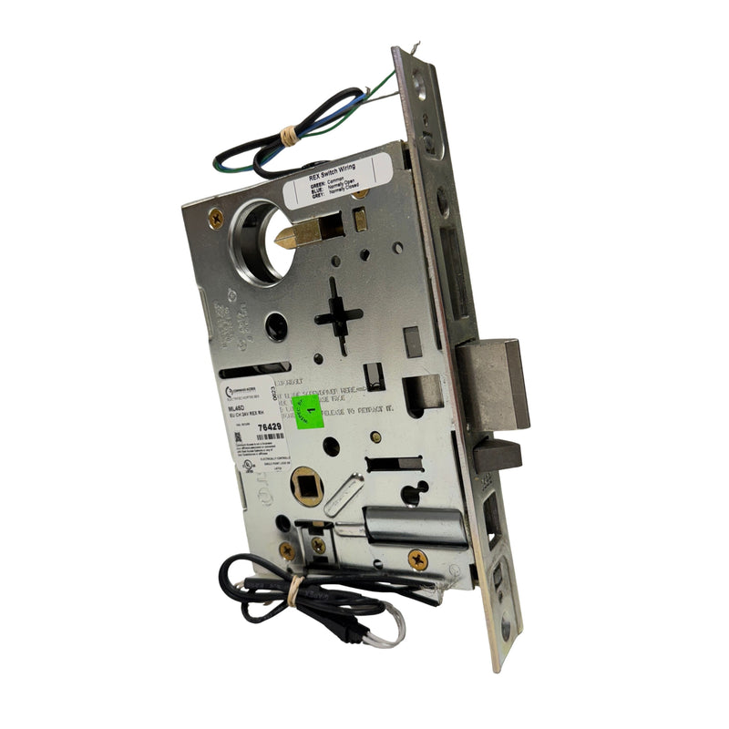 Command Access ML45D-24V-REX mortise lock angled view showing 24V electrified retrofit design with integrated REX