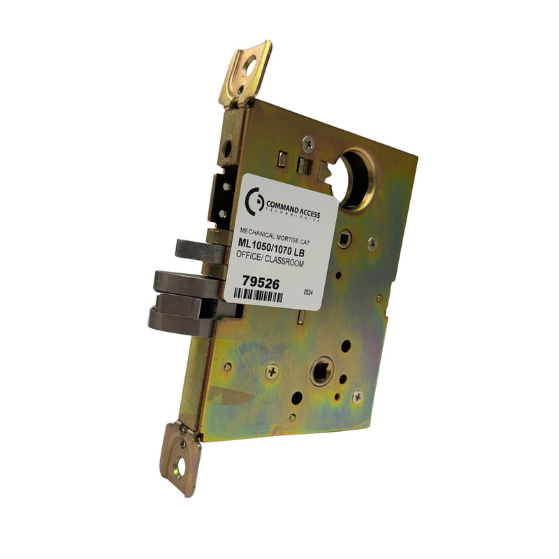 Command Access ML1050 mechanical mortise lock angled view showing office/classroom entry design and retrofit body
