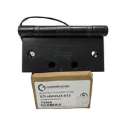 Command Access ETH4W5K4545 613 4-wire hinge resting on branded Command Access box, showing manufacturer stamp and oil rubbed bronze finish.