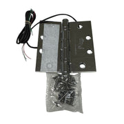 Command Access ETH4W5K4545 625 CH-BB79 4.5 x 4.5 bright chromium electric hinge displayed with matching screw pack.