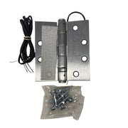 Command Access ETH4W5K4540 626 CH-BB79 4.5 x 4.0 satin chrome electric hinge displayed with matching screw pack.