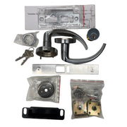Complete Command Access L17B 626 mortise trim kit with handles, SC keyway cylinder, keys, spring packs, and mounting hardware laid out.