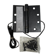Command Access ETH4W5K4545 613 4.5 x 4.5 electric hinge displayed with matching screw pack in oil rubbed bronze finish.