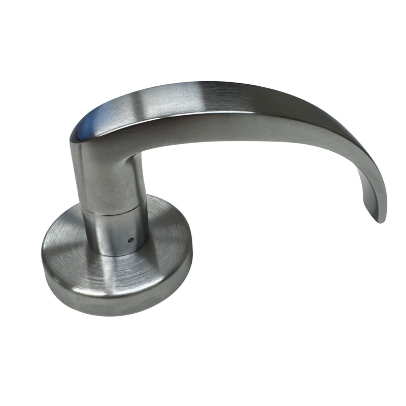 Close-up view of single Command Access L17B 626 satin chrome lever showcasing the curved L17 design and polished surface detail.