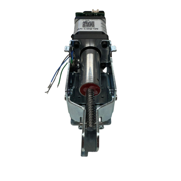 Front line view of Command Access MLRK1-VD latch retraction kit showing motor housing, cable connection, and compact design.